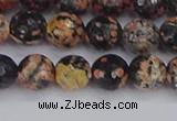 COB678 15.5 inches 8mm faceted round red snowflake obsidian beads