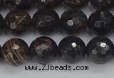 COB687 15.5 inches 10mm faceted round golden black obsidian beads