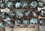 COB690 15.5 inches 4mm faceted round Chinese snowflake obsidian beads