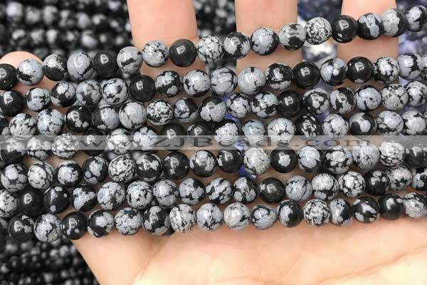 COB759 15.5 inches 6mm round snowflake obsidian beads wholesale