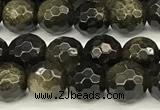 COB785 15 inches 6mm faceted round golden obsidian beads