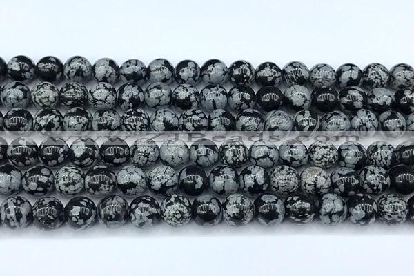 COB790 15 inches 8mm round snowflake obsidian beads, 2mm hole