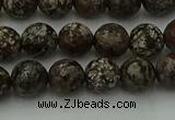 COB812 15.5 inches 8mm faceted round red snowflake obsidian beads