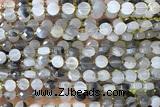 COIN141 15 inches 6mm faceted coin cloudy quartz beads