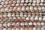 COIN143 15 inches 6mm faceted coin moonstone gemstone beads