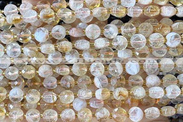COIN145 15 inches 6mm faceted coin citrine gemstone beads