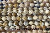 COIN146 15 inches 6mm faceted coin picture jasper beads