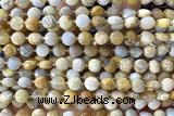 COIN148 15 inches 6mm faceted coin chrysanthemum agate beads