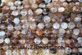 COIN151 15 inches 6mm faceted coin red quartz beads