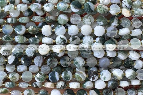 COIN152 15 inches 6mm faceted coin Qinghai jade beads