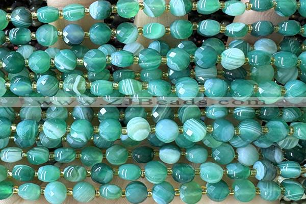 COIN163 15 inches 6mm faceted coin line agate beads