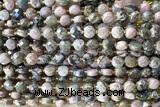 COIN171 15 inches 6mm faceted coin rhodonite gemstone beads