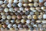 COIN172 15 inches 6mm faceted coin yellow crazy lace agate beads