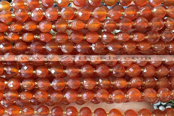 COIN178 15 inches 6mm faceted coin red agate beads