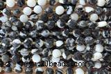 COIN196 15 inches 6mm faceted coin black & white jasper beads