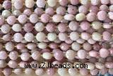 COIN198 15 inches 6mm faceted coin pink wooden jasper beads