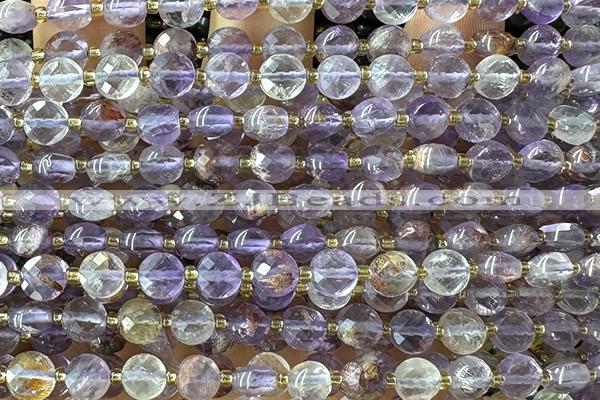 COIN200 15 inches 6mm faceted coin quartz gemstone beads