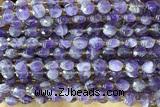 COIN201 15 inches 6mm faceted coin amethyst gemstone beads
