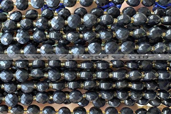 COIN211 15 inches 6mm faceted coin blue goldstone beads