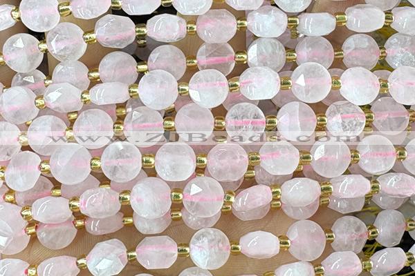 COIN222 15 inches 8mm faceted coin rose quartz beads beads