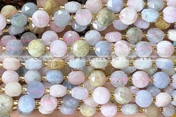 COIN227 15 inches 8mm faceted coin morganite gemstone beads
