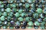 COIN234 15 inches 8mm faceted coin ruby zoisite beads