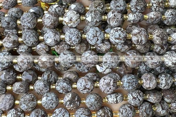 COIN244 15 inches 8mm faceted coin jasper gemstone beads