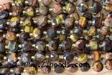COIN247 15 inches 8mm faceted coin tiger eye gemstone beads