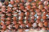 COIN249 15 inches 8mm faceted coin red jasper gemstone beads
