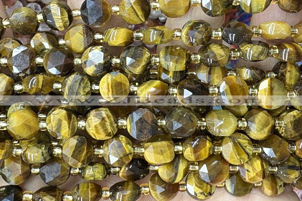 COIN251 15 inches 8mm faceted coin tiger eye gemstone beads