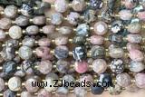 COIN255 15 inches 8mm faceted coin rhodonite gemstone beads