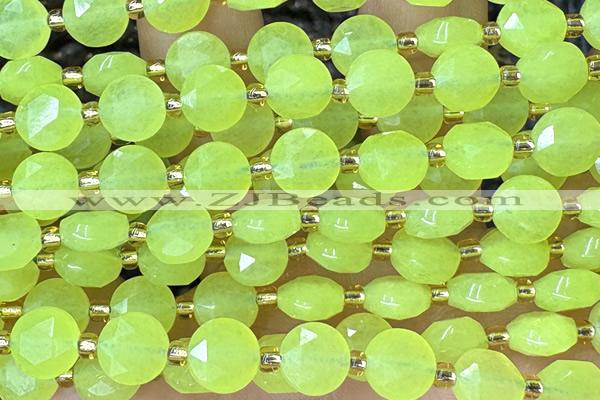 COIN261 15 inches 8mm faceted coin jade gemstone beads