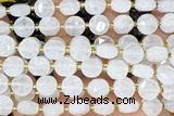 COIN270 15 inches 10mm faceted coin white jade beads