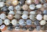 COIN277 15 inches 10mm faceted coin chrysanthemum agate beads