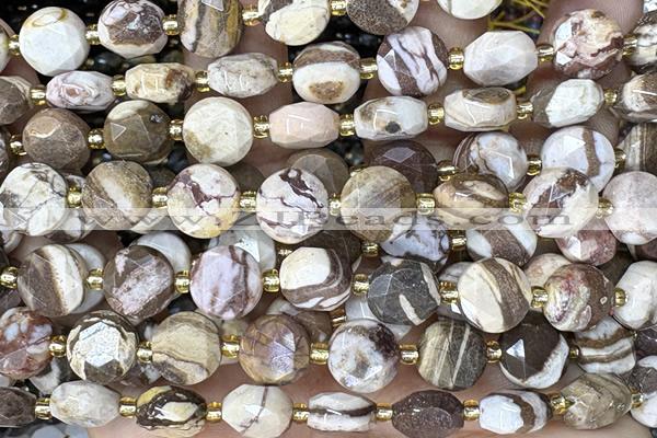 COIN278 15 inches 10mm faceted coin zebra jasper beads