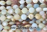 COIN280 15 inches 10mm faceted coin amazonite gemstone beads