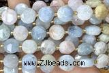 COIN281 15 inches 10mm faceted coin morganite gemstone beads