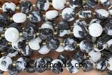COIN288 15 inches 10mm faceted coin black & white jasper beads