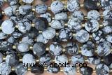 COIN291 15 inches 10mm faceted coin snowflake obsidian beads