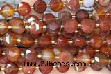 COIN294 15 inches 10mm faceted coin red agate beads