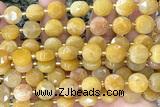 COIN297 15 inches 10mm faceted coin yellow jade beads