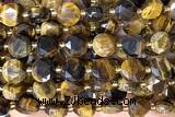 COIN299 15 inches 10mm faceted coin yellow tiger eye beads