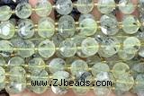 COIN300 15 inches 10mm faceted coin green rutilated quartz beads