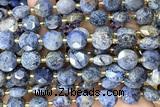 COIN312 15 inches 10mm faceted coin dumortierite gemstone beads