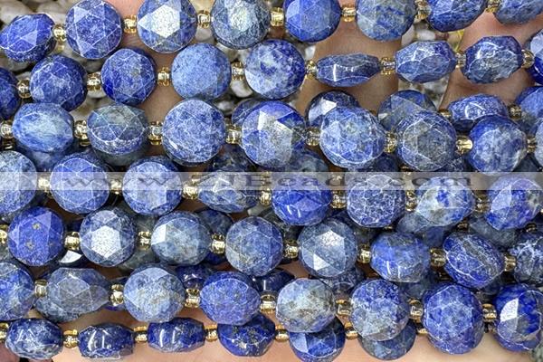 COIN313 15 inches 10mm faceted coin lapis lazuli beads