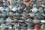 COIN314 15 inches 10mm faceted coin blood jasper beads