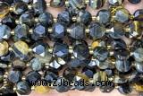 COIN316 15 inches 10mm faceted coin tiger eye beads