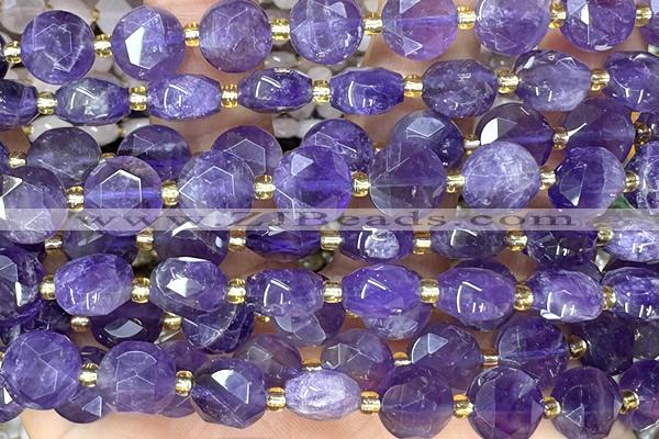 COIN317 15 inches 10mm faceted coin amethyst gemstone beads