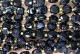 COIN321 15 inches 10mm faceted coin black agate beads