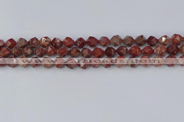 COJ1007 15.5 inches 8mm faceted nuggets pomegranate jasper beads